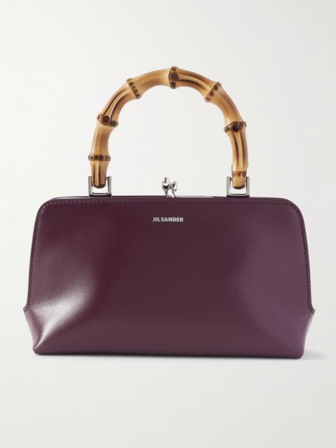 Jil Sander Mini bamboo and leather tote Burgundy