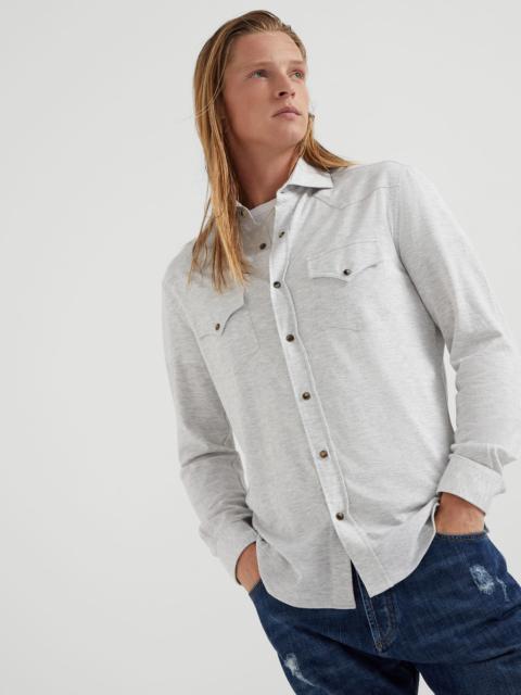 Brunello Cucinelli Linen and cotton jersey western shirt