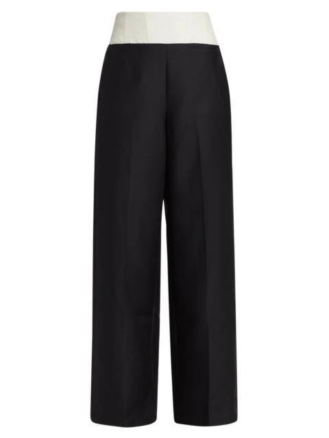 HEIRLOME Women's Dakota Wool-Silk Wide-Leg Pants - Black Ivory