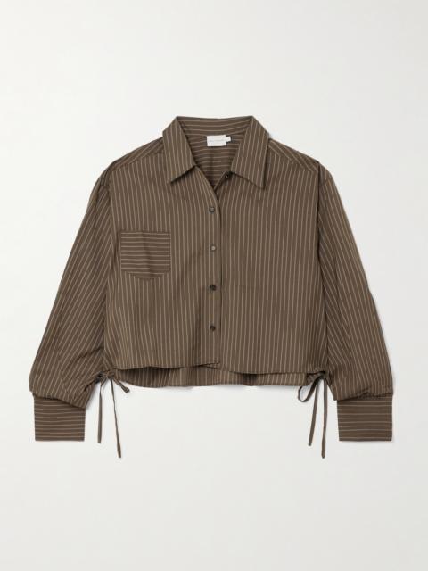 DEIJI STUDIOS Cropped Tie-detailed Pinstriped Wool Shirt