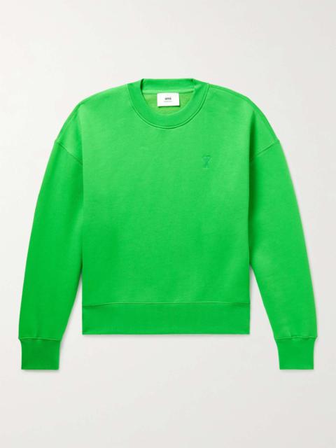 AMI Paris Logo-Embroidered Cotton-Blend Jersey Sweatshirt