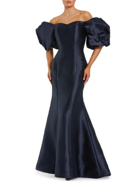 MAC DUGGAL Women's Sweetheart Off-The-Shoulder Puff-Sleeve Gown - Midnight