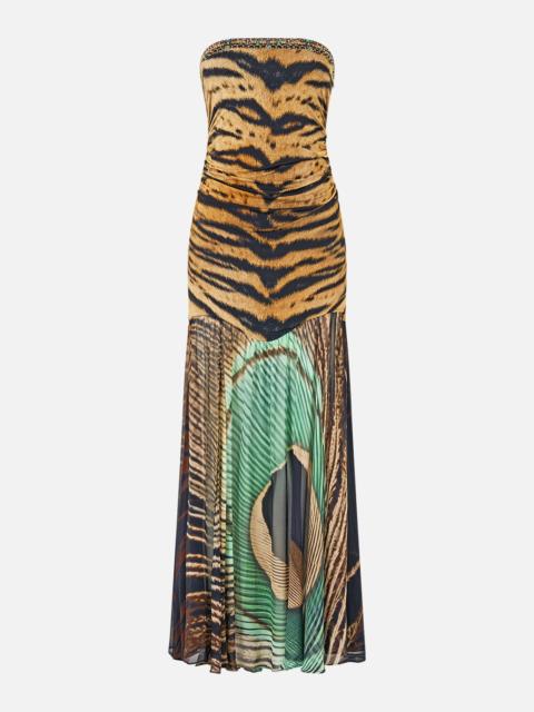 CAMILLA STRAPLESS JERSEY DRESS WITH SILK PANEL A WINK TO THE WILD