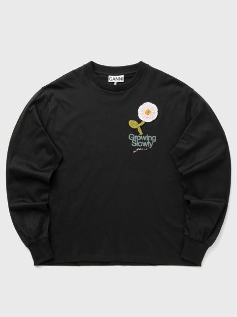 GANNI Basic Cotton Jersey Long sleeve crochet patch