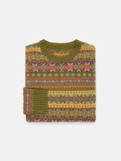J. PRESS MADE-IN-SCOTLAND LIGHT GREEN FAIR ISLE CREW NECK SWEATER
