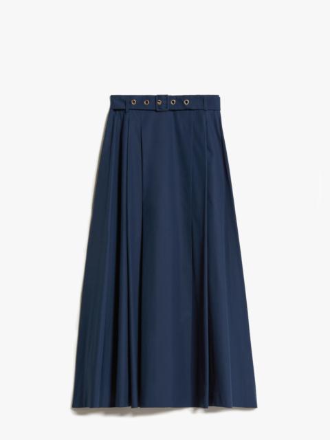 Pleated cotton poplin skirt