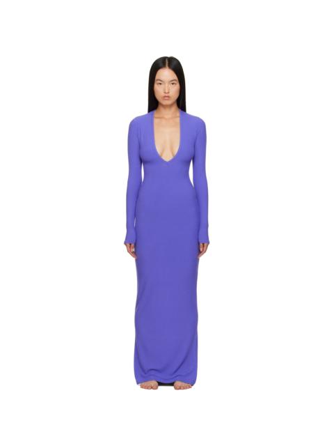 SKIMS Purple Soft Lounge Deep Plunge Maxi Dress