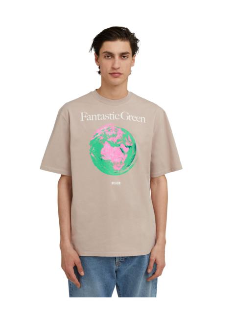 MSGM Organic cotton crewneck t-shirt from the MSGM Fantastic Green Capsule
