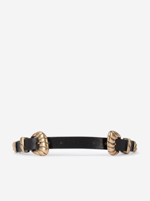 The Kooples THIN BLACK LEATHER DOUBLE BUCKLE BELT