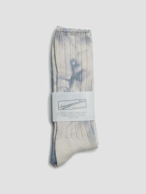 Nigel Cabourn Anonymous Ism Uneven Dye Crew Sock in Blue