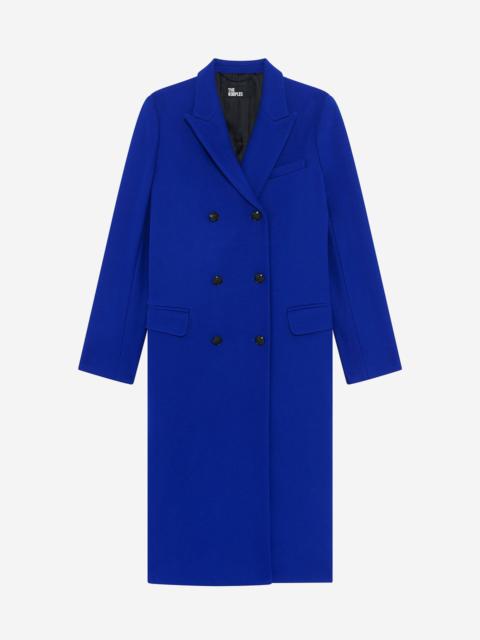 The Kooples LONG ELECTRIC BLUE WOOL DOUBLE-BREASTED COAT