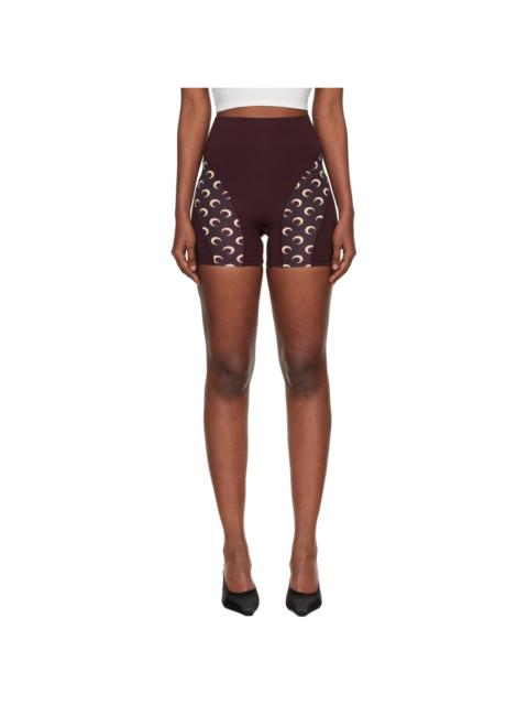 Marine Serre Burgundy Athleisure Moon Insert Mini Shorts