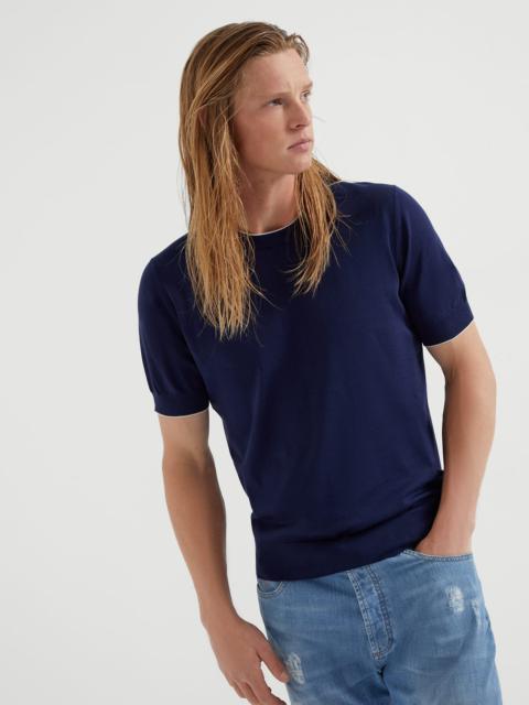 Brunello Cucinelli Cotton lightweight knit T-shirt with contrast details