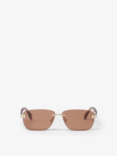FENDI Fendi Sky Transparent acetate and gold-colored metal sunglasses