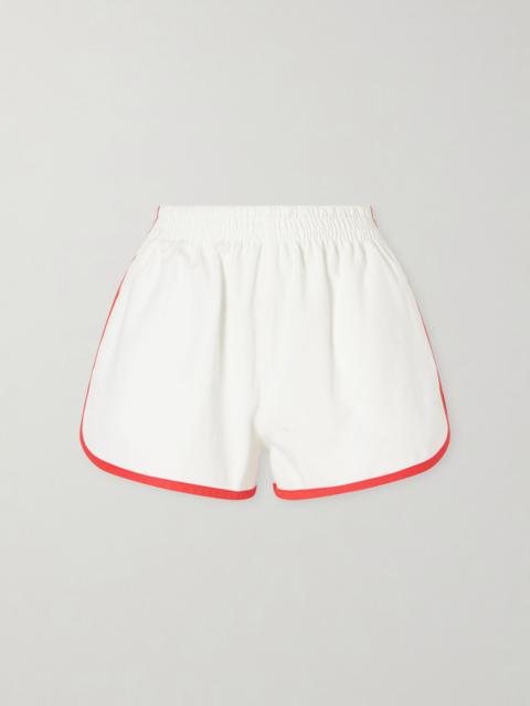 SUZIE KONDI Atlas cotton and linen-blend twill shorts White