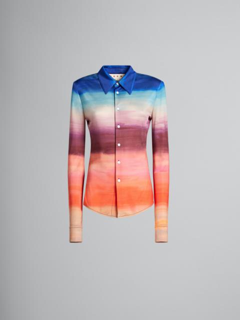 Marni MULTICOLOURED VISCOSE JERSEY SHIRT WITH DARK SIDE OF THE MOON PRINT
