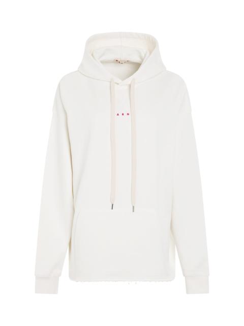 Marni Small Logo Hoodie in White