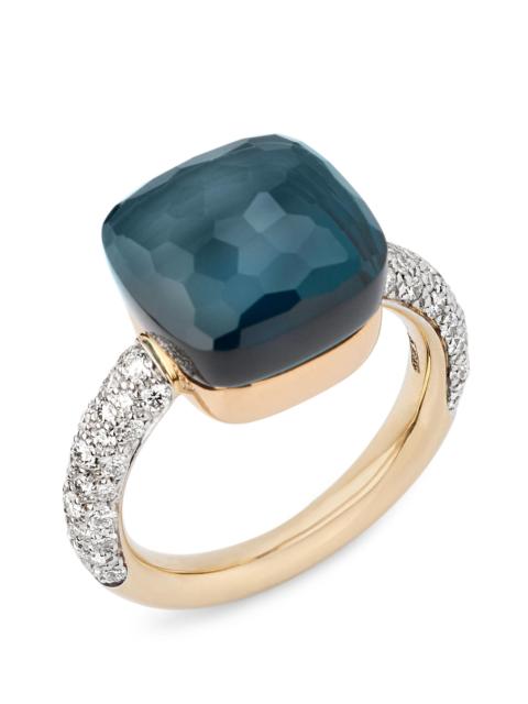 Pomellato Women's Nudo Two-Tone 18K Gold, London Blue Topaz & 0.70 TCW Diamond Ring - Rose White Gold