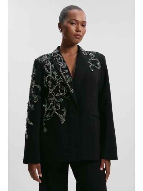 KAREN MILLEN Plus Size Crystal Embellished Tailored Single Breasted Blazer