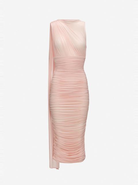 MAGDA BUTRYM Asymmetric draped midi dress with scarf detail in pink