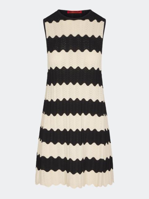 SIMONMILLER Moji Knit Mini Dress in Black/Macadamia Wave Stripe