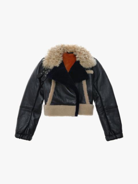 Helmut Lang RIBBED SHEARLING AVIATOR JACKET