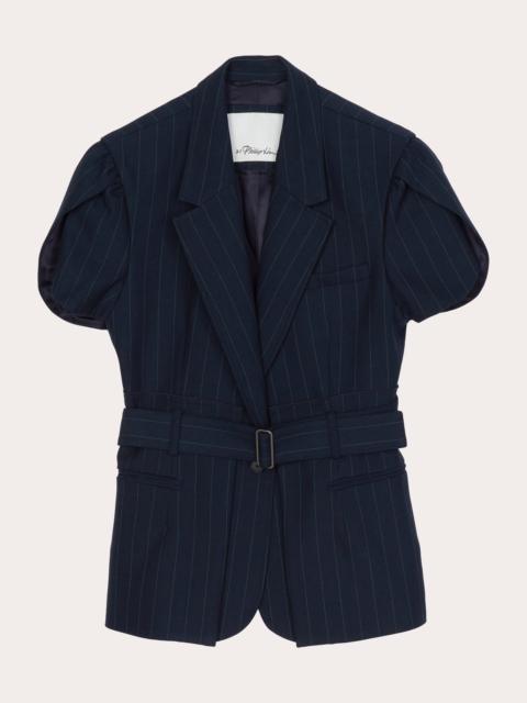 3.1 Phillip Lim Pinstripe Tulip-Sleeve Belted Blazer