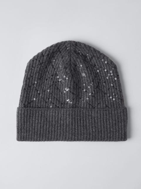 Brunello Cucinelli Cashmere English rib beanie with dazzling embroidery