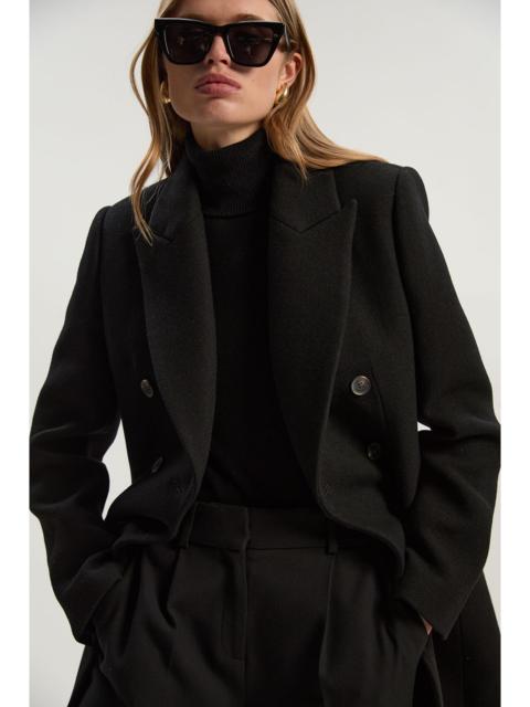 KAREN MILLEN Wool Double Breasted Tailored Midi Coat