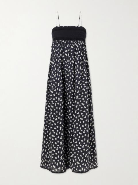 POSSE Danielle Floral-print Lace-trimmed Cotton Maxi Dress
