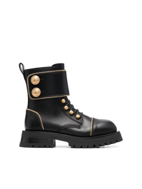Balmain studded square-toe leather boots