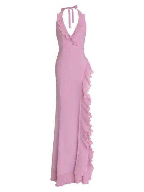 Dress The Population Women's Kathleen Ruffled Halterneck Gown - Lavender