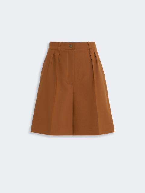 Max Mara SAUNA Double woollen cloth Bermuda shorts - TOBACCO