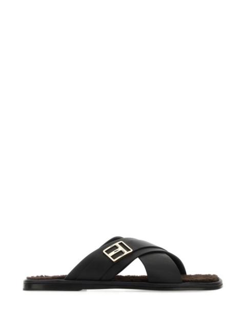 TOM FORD Black leather slippers