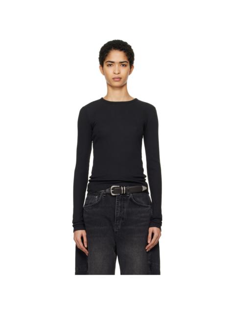 Black Essential Rib Long Sleeve T-shirt