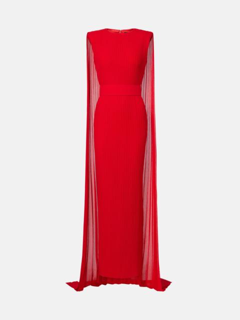 SOLACE LONDON Tavia caped pleated gown