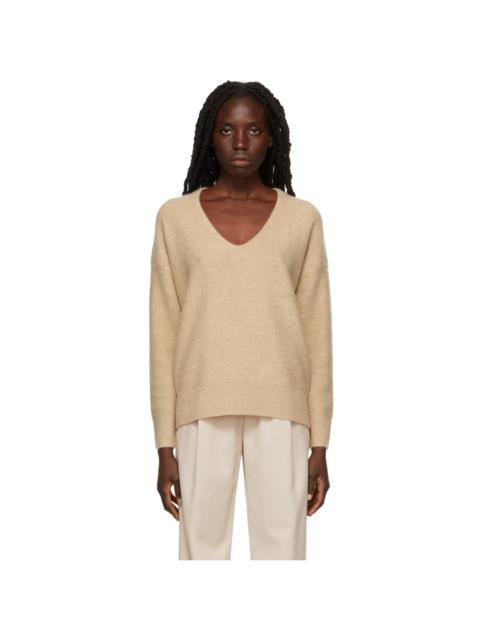 Vince Tan Relaxed Pullover V-Neck Sweater
