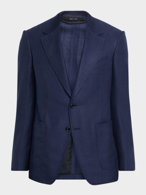 TOM FORD Men's Shelton Wool, Silk and Linen Herringbone Single-Breasted Sport Coat