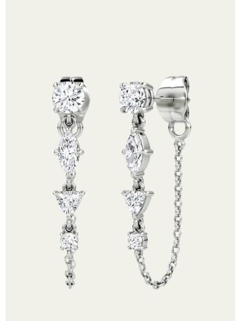 VRAI 14K White Gold Lab-Grown Diamond Mixed Shape Chain Earrings