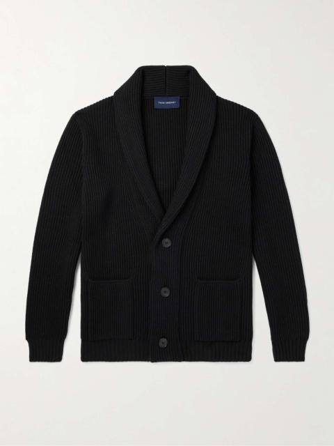 THOM SWEENEY Shawl-Collar Ribbed Merino Wool Cardigan