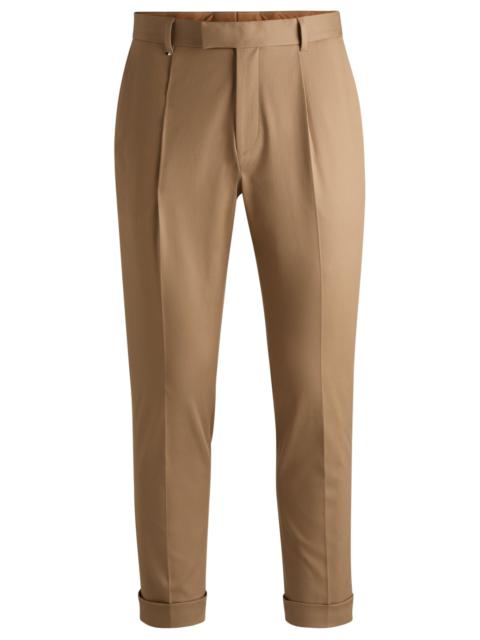 BOSS RELAXED-FIT TROUSERS IN STRETCH FABRIC WITH PLEAT FRONT