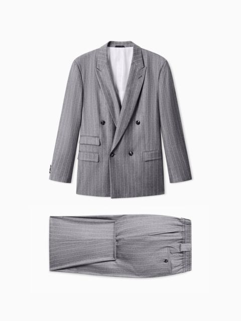 GIORGIO ARMANI OVERSIZED SUIT HERITAGE IN JACQUARD PINSTRIPE VIRGIN WOOL