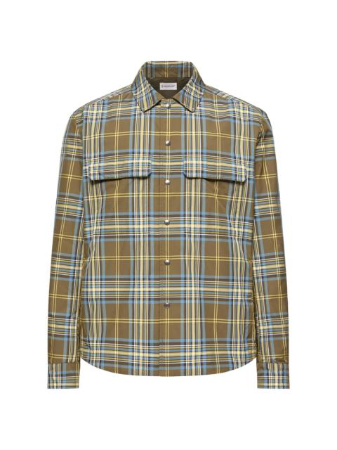 Moncler Men's Shacket with Checks - Blue Olive Green