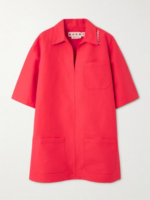 Marni Oversized Embroidered Cotton Mini Dress