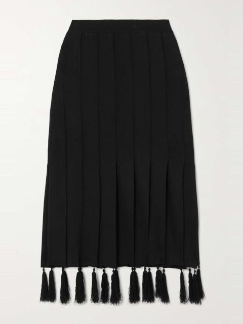 WALES BONNER Memoir tasseled pleated knitted midi skirt
