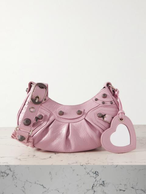 BALENCIAGA Le Cagole Xs Studded Crinkled-leather Shoulder Bag