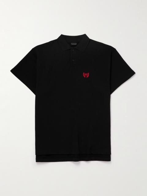 BALENCIAGA Oversized Logo-Embroidered Cotton Polo Shirt