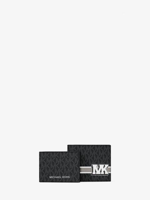 MICHAEL KORS Cooper Striped Signature Logo Billfold Wallet With Passcase