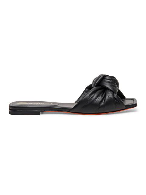Santoni Leather slide sandals with knot
