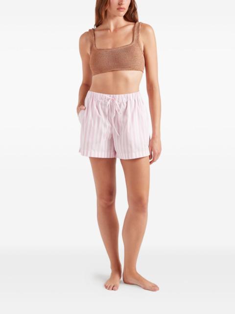 Hunza G striped-pattern logo-embroidery shorts